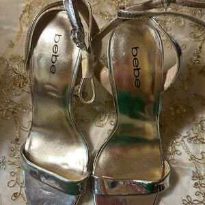 Bebe Metallic Silver Heels